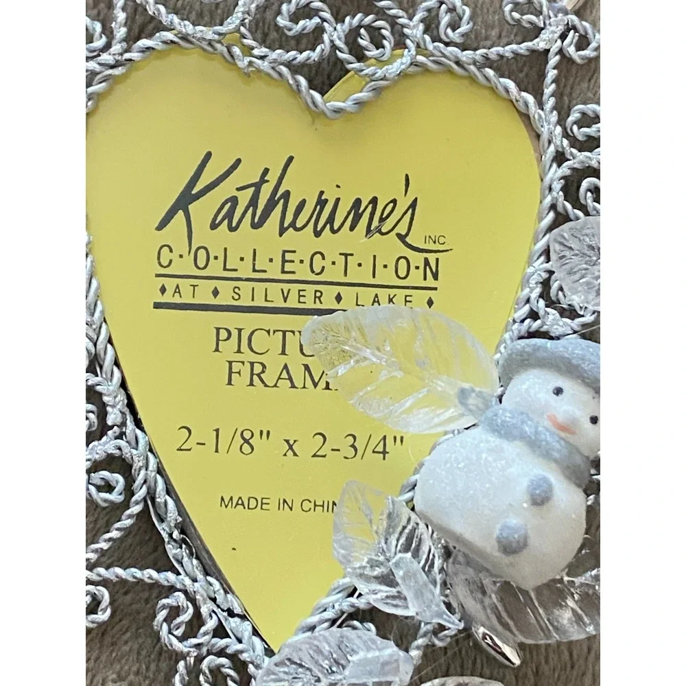 Vtg KATHERINE'S COLLECTION Heart Shaped PICTURE FRAME Christmas Ornaments ~ NEW
